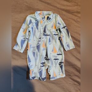 Carter's One Piece Zip Swim UPF 50+ Sailboat Blue